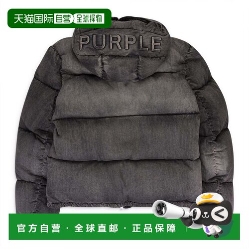 自营purple brand牛仔黑色羽绒服和羽绒夹克 - 黑色 美国奥莱直发
