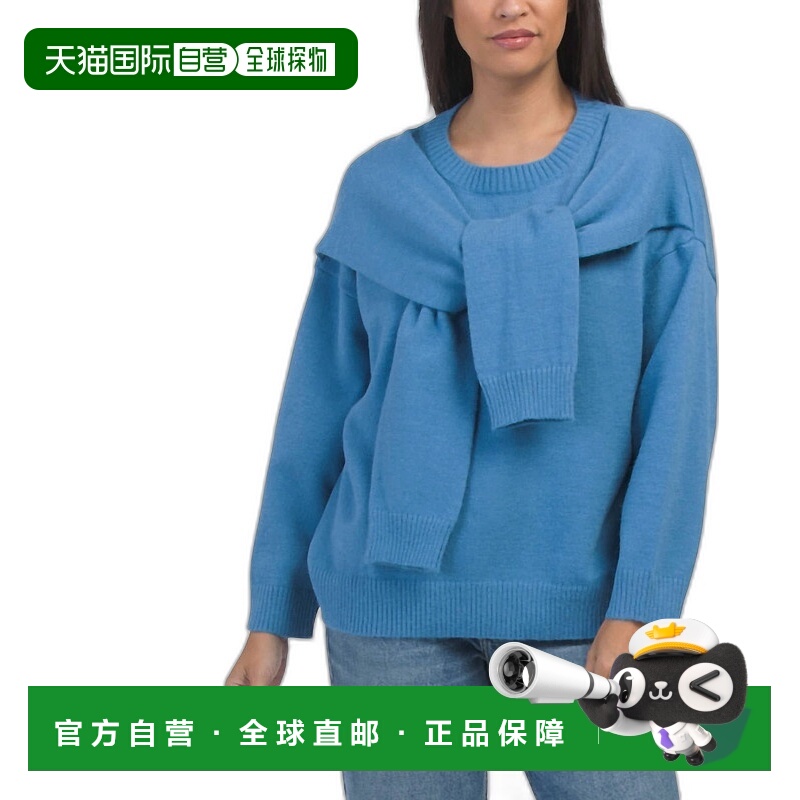 自营 le lisOver The Shoulder Tie Pullover Sweater In Blue -