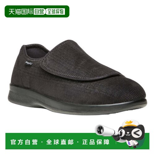 自营Propet Cush N脚拖鞋Mens黑色灯芯绒鞋HTAT1119-黑色 美国奥