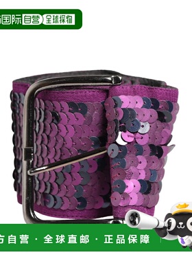 自营GF Ferre Women Sequined Metal Buckle Women's Belt - purp