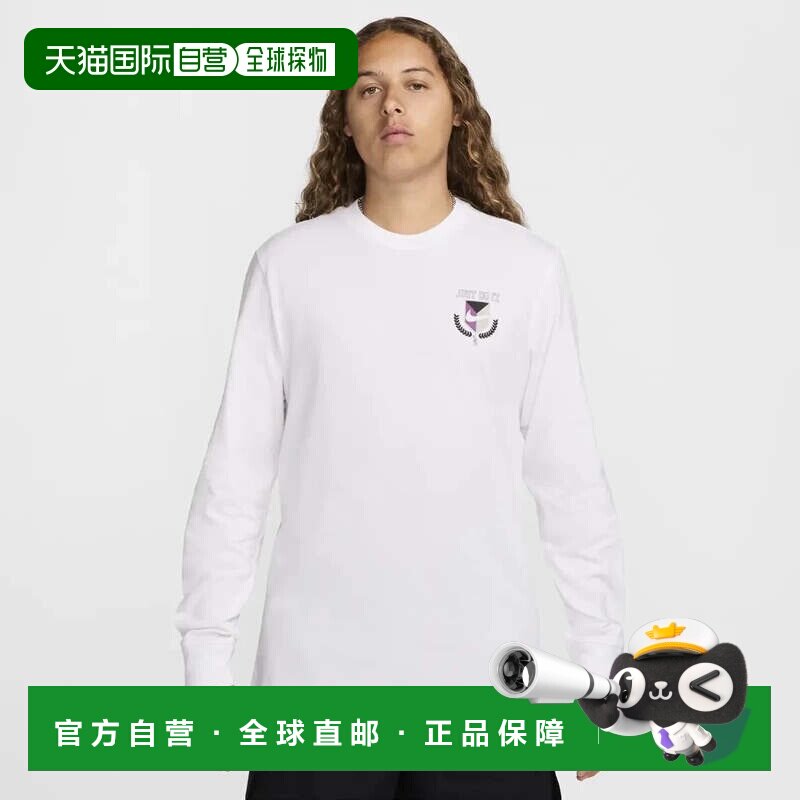 自营Nike运动装t恤男士白色图形长袖套头衫DSGL764-白色 美国奥莱