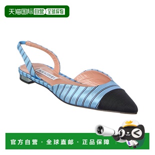 自营 Aquazzura Milanese 帆布露跟平底鞋 - 蓝色 美国奥莱直发