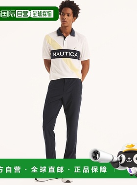 Nautica 男式 Navtech 可持续制作经典版型拼色 Polo 衫 - 亮白色