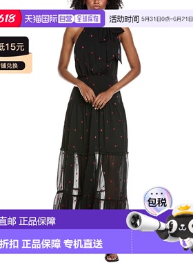 自营CeCe Halter Tie Neck Tiered Maxi Dress - black 美国奥莱