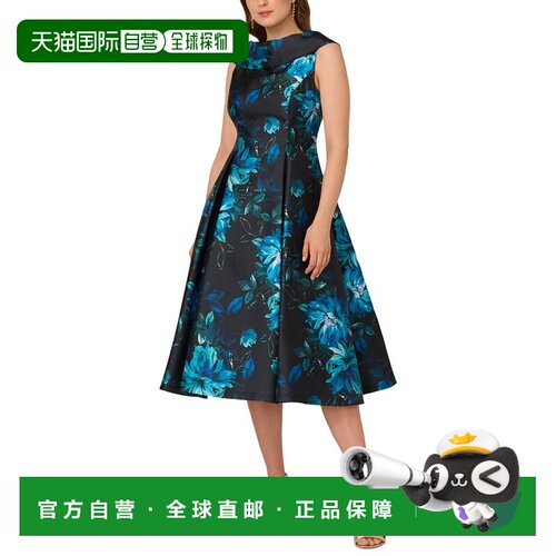 自营Adrianna Papell Printed Jacquard Midi Dress - blue 美国