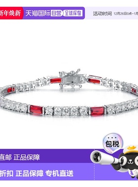 自营 geneviveSterling Silver White Gold Plated with Ruby Red