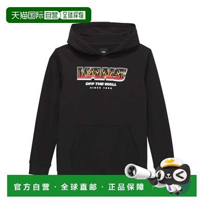 自营Boys Vans Up In Flames Hoodie Black Graphic Print Long S