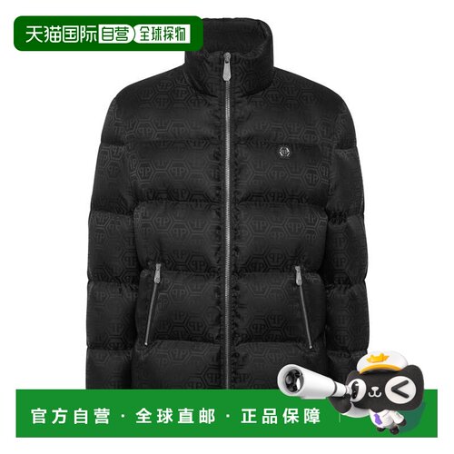 自营philipp plein短款尼龙蓬松夹克Monogram-黑色 美国奥莱直发