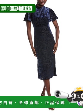 自营Julia Jordan Velvet Midi Dress - blue 美国奥莱直发