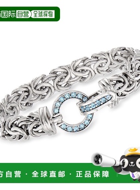 自营 Ross-Simons 925 纯银天蓝色托帕石拜占庭手链 - 8 英寸 美