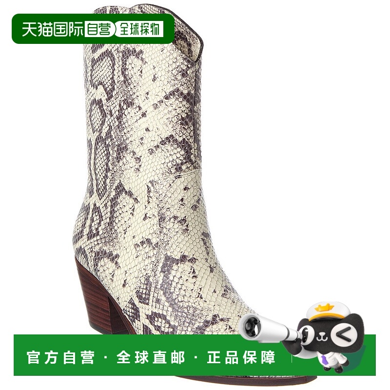 自营L'AGENCE Claude Western Croc Snake Boot - beige 美国奥莱