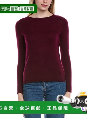 自营sofiacashmere圆领羊毛和羊绒混纺毛衣-红色 美国奥莱直发