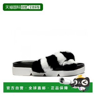 自营Stuart Weitzman Fur Women's Slippers - black 美国奥莱直