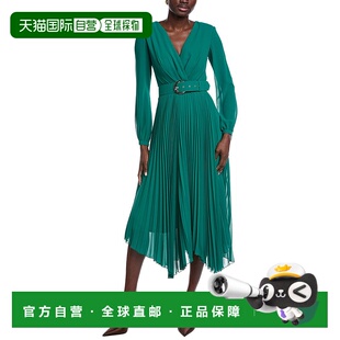 自营Carla Ruiz Accordion Pleated Midi Dress - green 美国奥莱