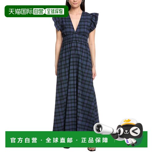 自营Sail to Sable V-Neck Flutter Sleeve Maxi Dress - navy 美