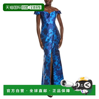 自营Rene Ruiz Off-The-Shoulder Velvet Burnout Gown - blue 美