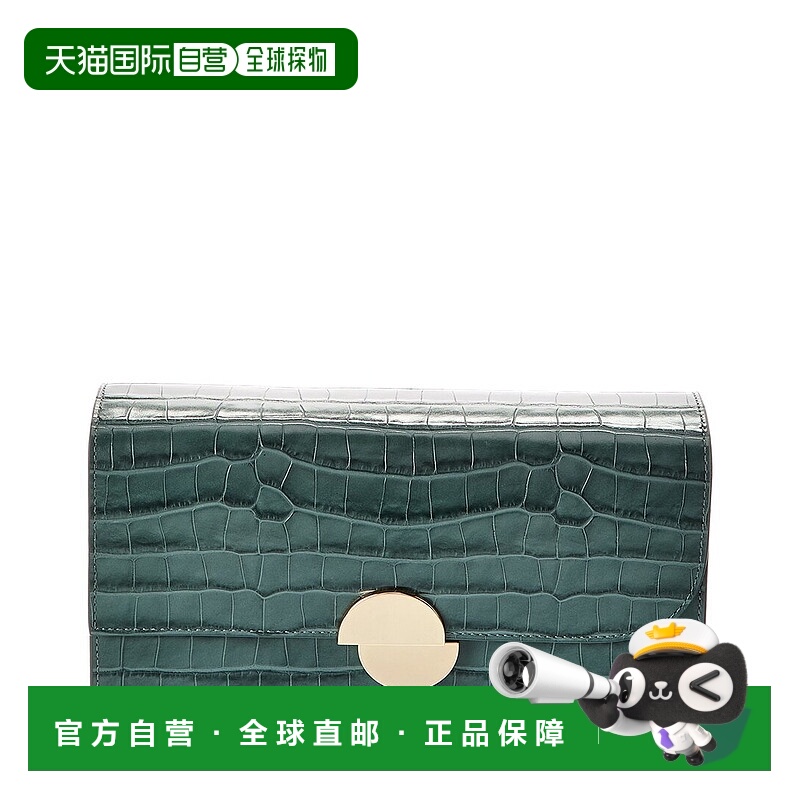 自营Jason Wu Croc-Embossed Leather Clutch - green 美国奥莱直