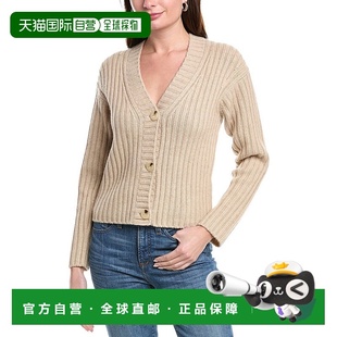 自营Vince厚实罗纹羊毛和羊绒混纺开衫 美国奥莱直发 米色