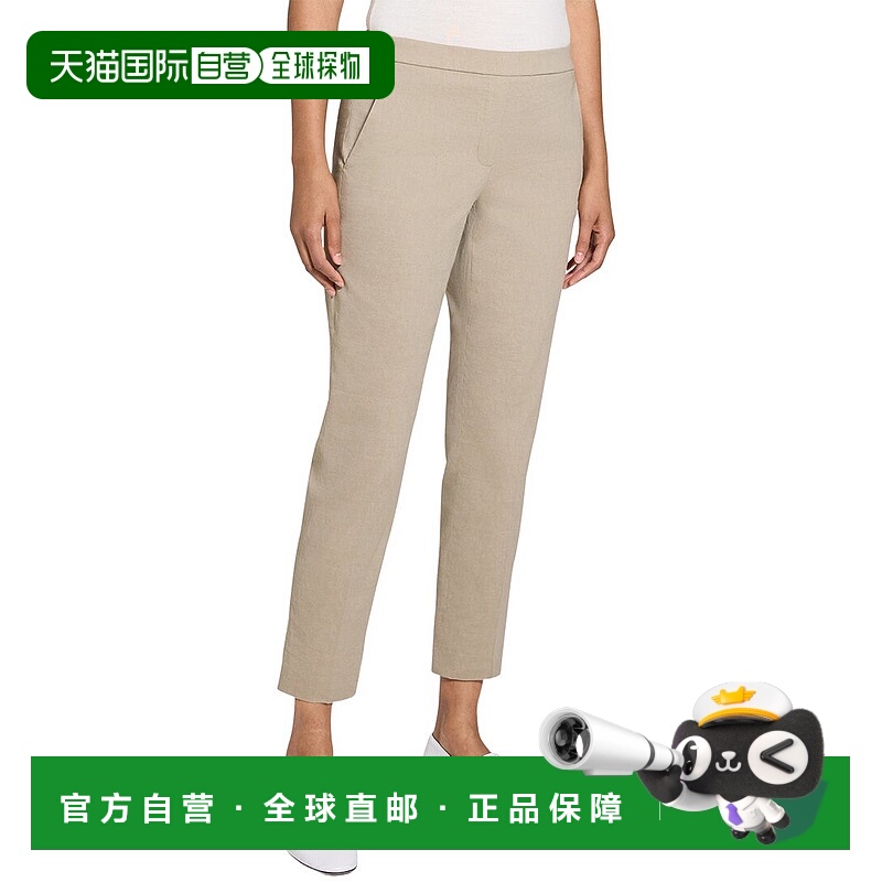 自营Theory Treeca Pull On Linen-Blend Pant - brown 美国奥莱