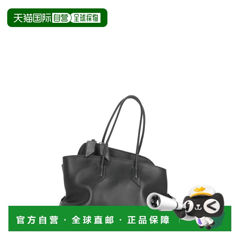 自营the attico皮革肩包，双手柄和拉链设计-黑色 美国奥莱直发