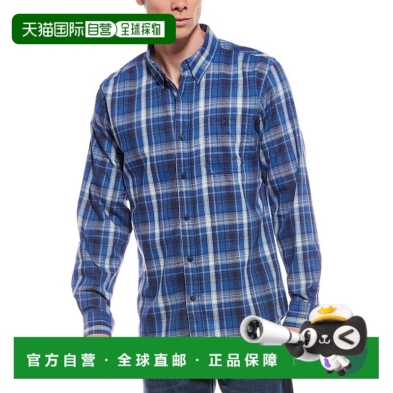 自营weatherproof vintage耐候复古褪色格子法兰绒衬衫-蓝色 美国