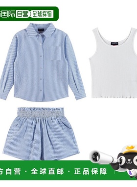 自营 andy & evanAndy&Evan梭织纽扣衬衫套装-蓝色 美国奥莱直发