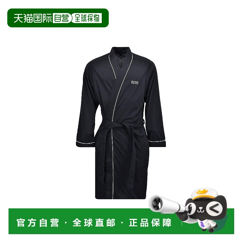 自营Hugo Boss Men's Black Night Robe Cotton Kimono Solid - b