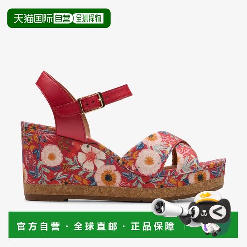 加拿大直邮Clarks Chicly Floral 女士凉鞋与人字拖坡跟鞋