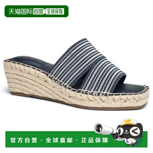 自营Me Too Cayman Sandals Navy Square Toe Wedge Heel Espadri