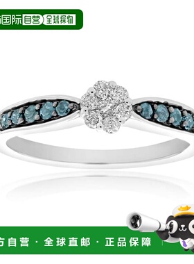 自营vir jewels 1/3 cttw 蓝色钻石单石戒指 10K 白金 - 白色 美