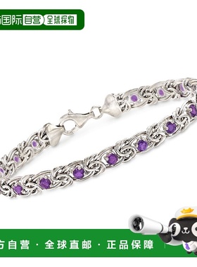 自营 Ross-Simons 925 纯银天蓝色托帕石拜占庭手链 - 8 英寸 美