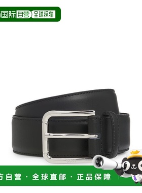 自营 bossItalian-leather belt with pin buckle - black 美国奥