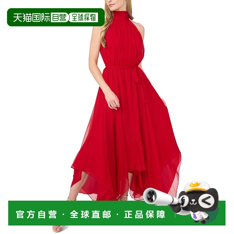 自营 Ted Baker Halter领手帕下摆迷笛裙-红色 美国奥莱直发长裙