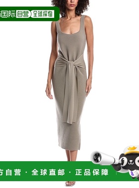 自营Toccin Elia Tie Front Sash Wool-Blend Dress - brown 美国