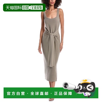 自营Toccin Elia Tie Front Sash Wool-Blend Dress - brown 美国