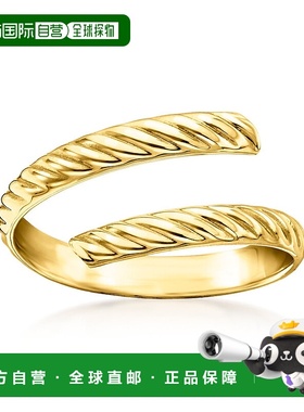 自营 Ross-Simons 意大利 14kt 黄金罗纹旁路戒指 - 黄色 美国奥