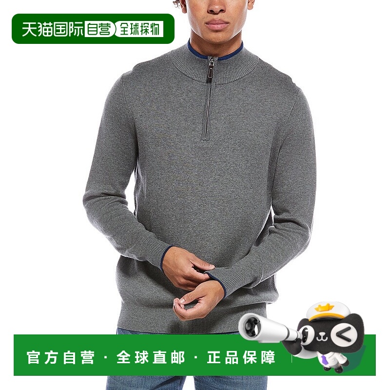 自营TailorByrd Fine Knit 1/4-Zip Sweater - gray 美国奥莱直发