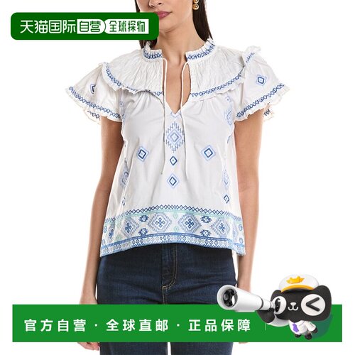 自营Sail to Sable Embroidered Top - blue 美国奥莱直发女装