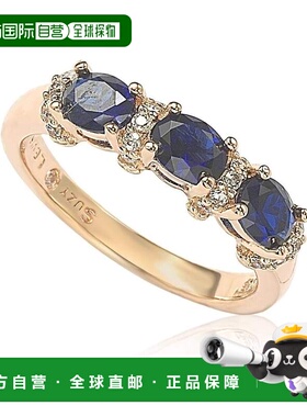 自营 Suzy Levian Rose 纯银天然蓝色蓝宝石和钻石口音半带 - 蓝
