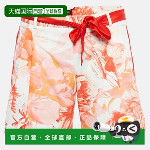 自营Roberto Cavalli White Floral Print Cotton Tie-Up Waist D