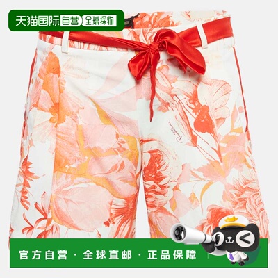 自营Roberto Cavalli White Floral Print Cotton Tie-Up Waist D