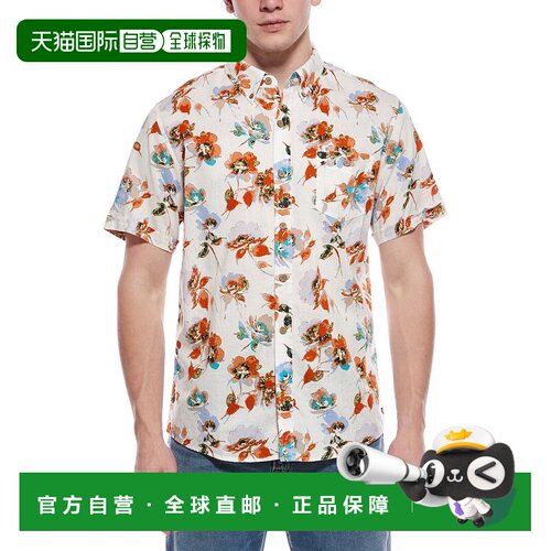 自营WEATHERPROOF VINTAGE Linen-Blend Shirt - orange 美国奥莱