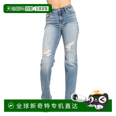 自营 judy blueDad Straight Jeans In Harsh Tint & Destroy - h