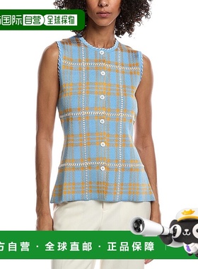 自营Lela Rose Jacquard Plaid Top - blue 美国奥莱直发