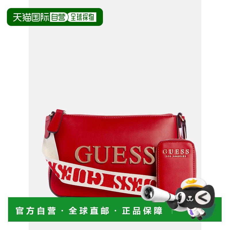 自营guessCaracara 顶部拉链斜挎包 - 红色 美国奥莱直发