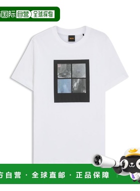 自营bossPrinted-artwork T-shirt in cotton jersey - white 美