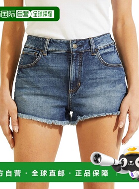 自营Guess Mom Jean Shorts Women's Blue Fog Wash Denim Frayed
