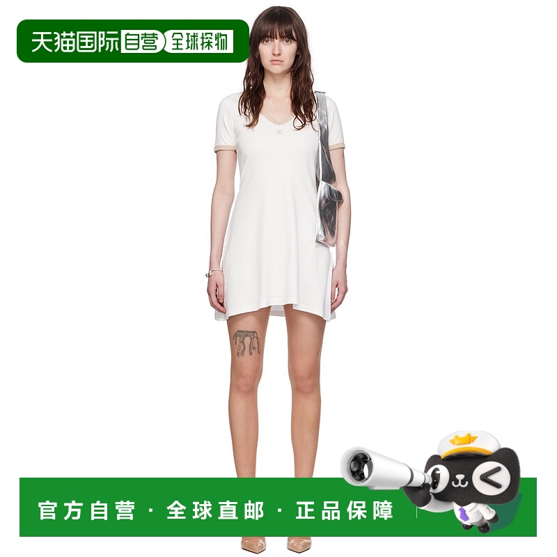 1h可退 香港直邮潮奢 Courreges 女士 白色 V 领连衣裙 224JRO397
