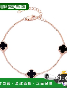 自营adornia14k Rose Gold Plated Black Clover Station Bracele