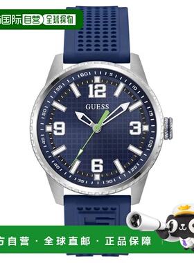自营Guess Men's Varsity G Blue Dial Watch - blue 美国奥莱直
